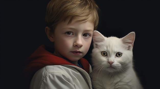 kinderen met schattige kat generatieve AI