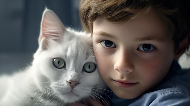 kinderen met schattige kat generatieve AI