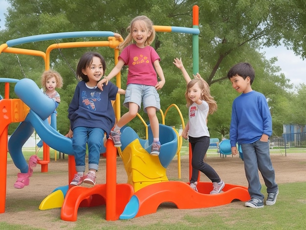 Kinderen op de speeltuin ai beeld