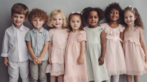 Foto kinderen op een grijze achtergrond ai gegenereerd