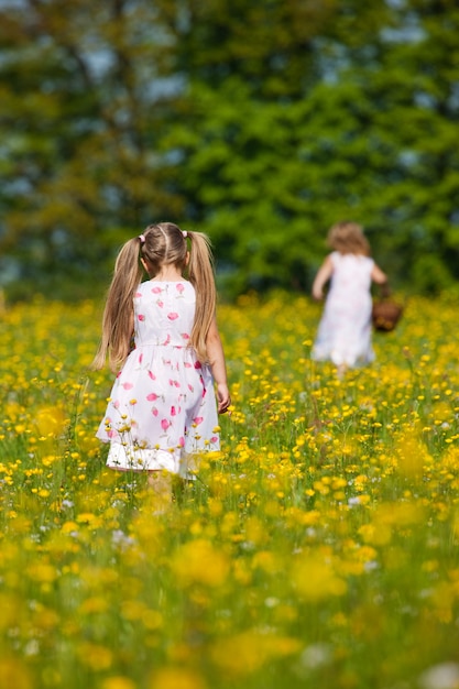 Kinderen op paaseieren jagen