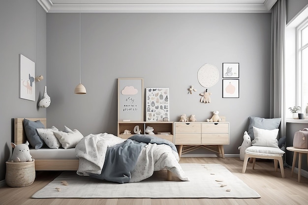 Kinderen slaapkamer mock-up interieur Scandinavische stijl