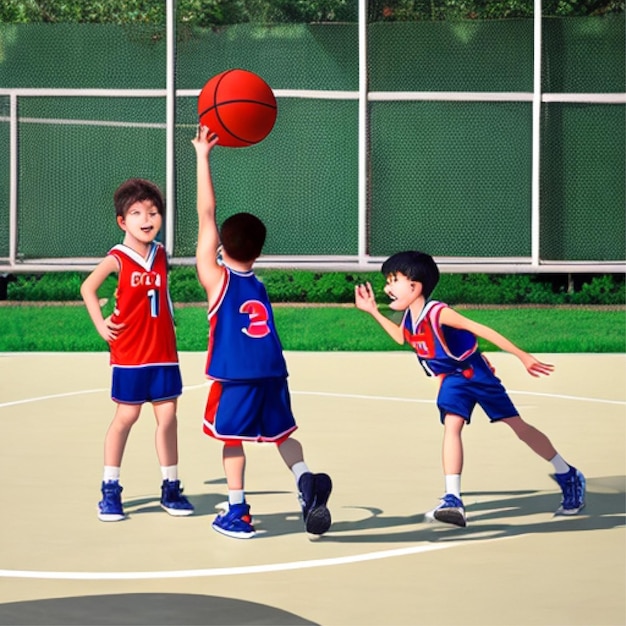 kinderen spelen basketbal