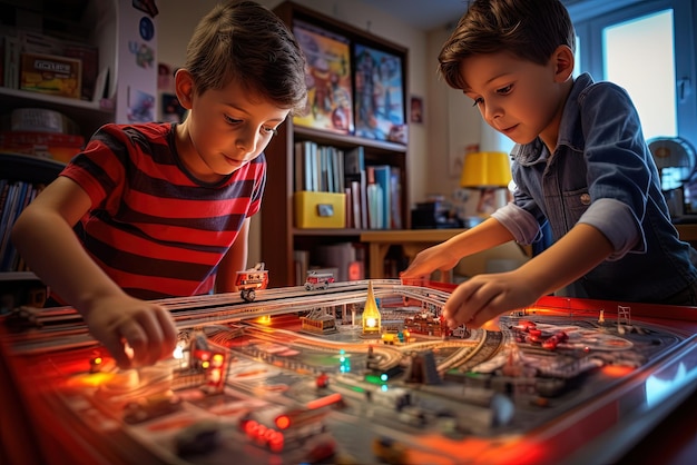 Foto kinderen spelen samen broeder en zuster verbinden momenten