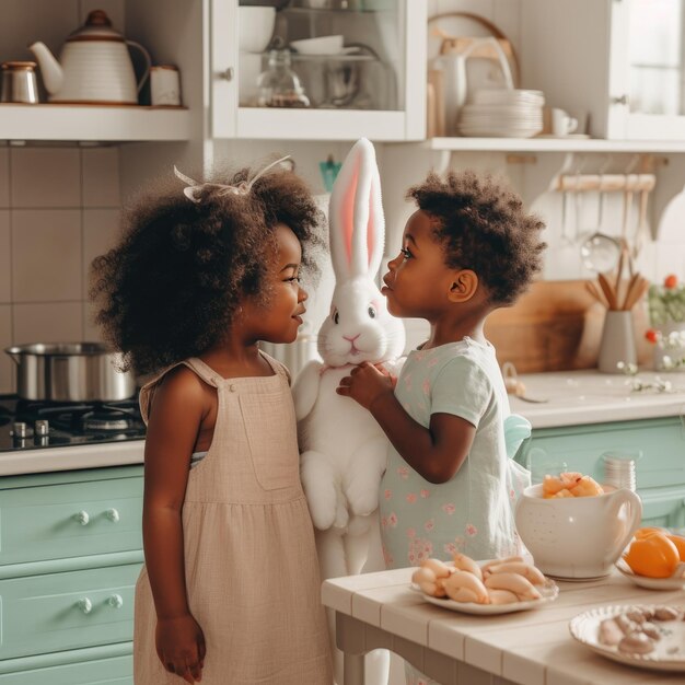 kinderen spelen samen en lachen in de natuur Generatieve ai