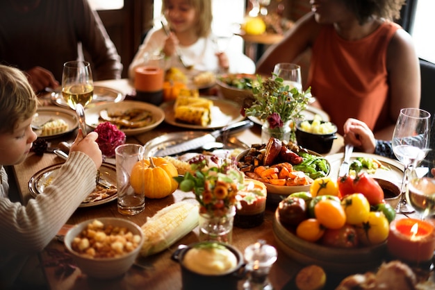 Kinderen Turkije Eten Thanksgiving Viering Concept