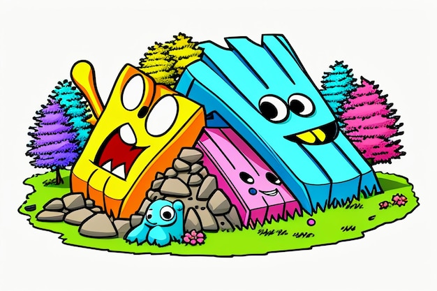Kinderen verhaal prentenboek illustratie landschap cartoon schilderij kleurrijke eenvoudige abstracte kunst