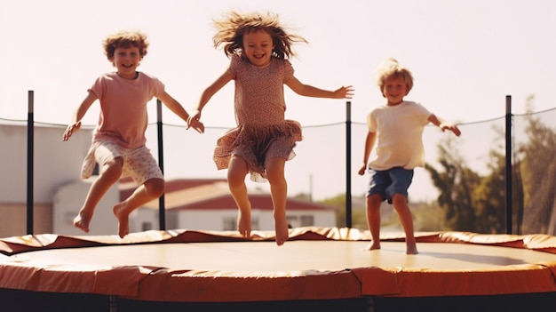 Kinderen vermaken zich op een trampoline