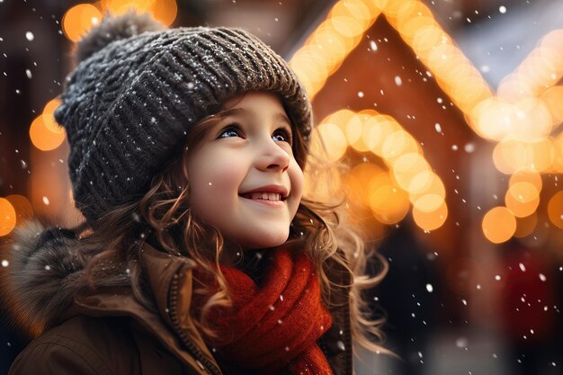 Kinderen winkelen op de traditionele kerstmarkt