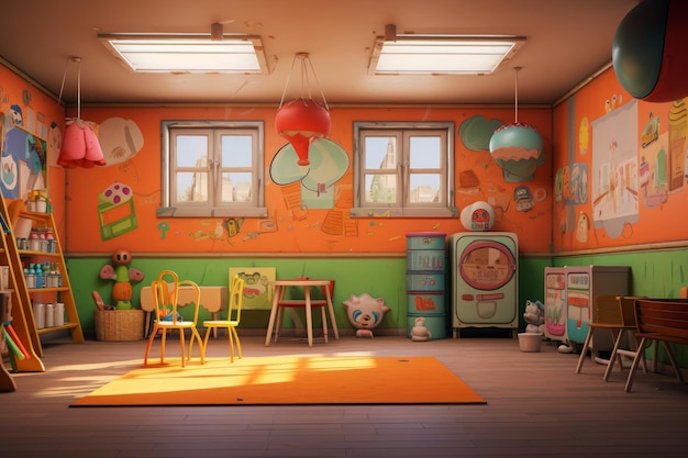 Kindergarten interior space Generate Ai