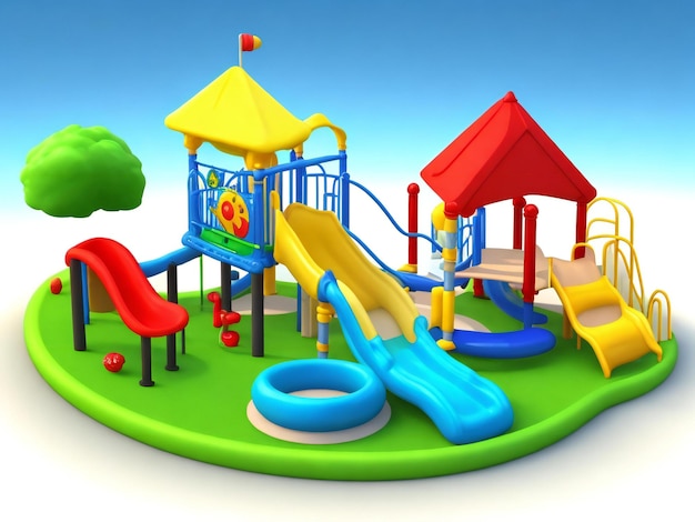 Kindergarten kids playground icon 3d ai generated