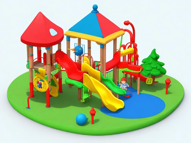 Kindergarten kids playground icon 3d ai generated