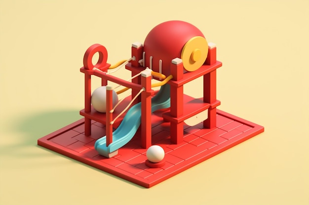 Kindergarten kids playground icon 3d