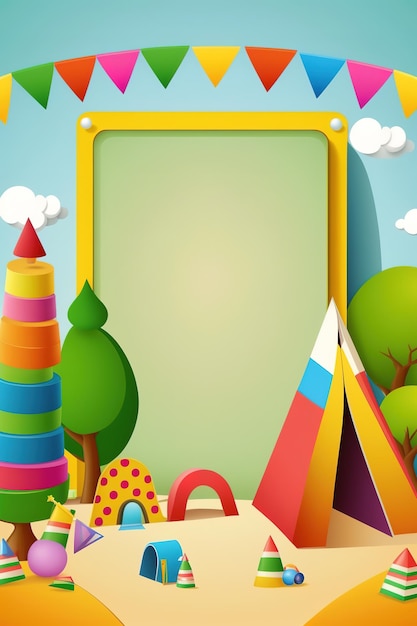 Детский сад или дошкольный красочный баннер с пустым фоном для копирования