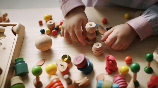 Foto kinderhanden spelen met kinderspelletjes gemaakt met ai