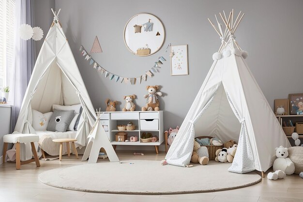 Kinderkamer met witte tipi