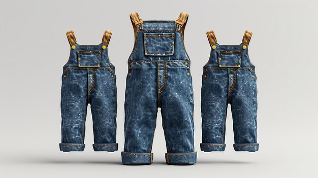 Kinderkleding 3D-overall mockup op lichte achtergrond AI genereren illustratie