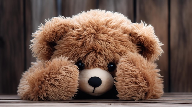 Kindermisbruikconcept Teddybeer die ogen bedekt