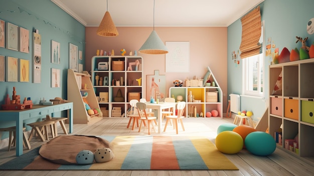 Kinderspeelkamer kleurrijke positieve Al gegenereerd
