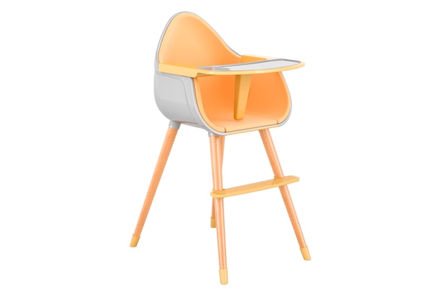 Kinderstoel met uitneembaar dienblad voor 3D-weergave van baby's