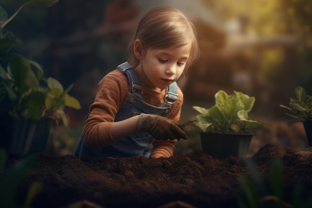 Kindertuinplanten Oogst zomer Genereer Ai