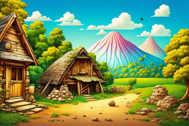 Kinderverhaal prentenboekillustratie schattige cartoon anime wallpaper achtergrond illustratie