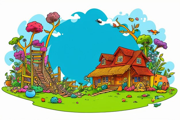 Kinderverhaal prentenboekillustratie schattige cartoon anime wallpaper achtergrond illustratie