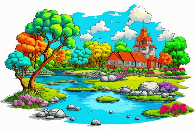 Kinderverhaal prentenboekillustratie schattige cartoon anime wallpaper achtergrond illustratie