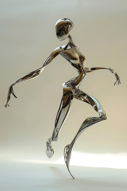 A kinetic sculpture style rendering of a female figure in motion