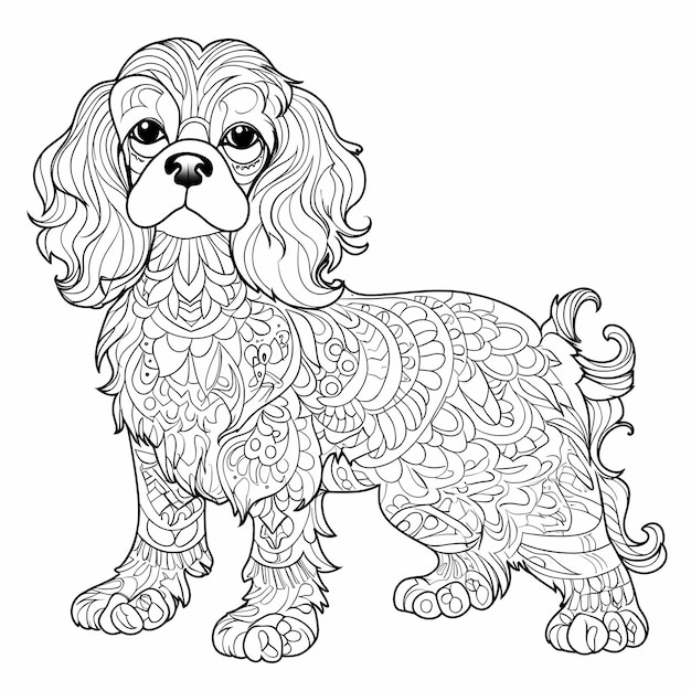 king charles spaniel dog artistic adult coloring