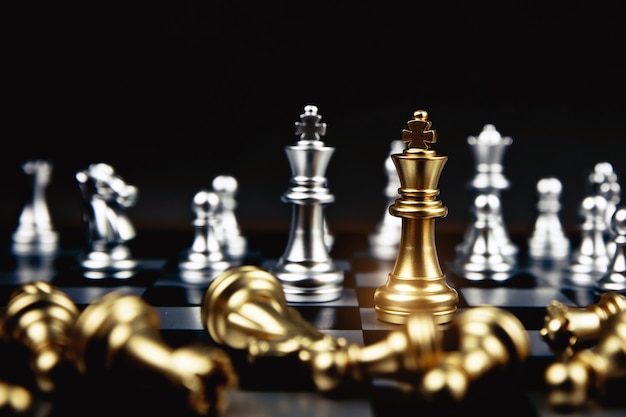 King golden chess that came out of the line, concept of business team strategic management and leadership.