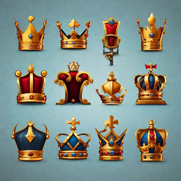 Photo king icon set