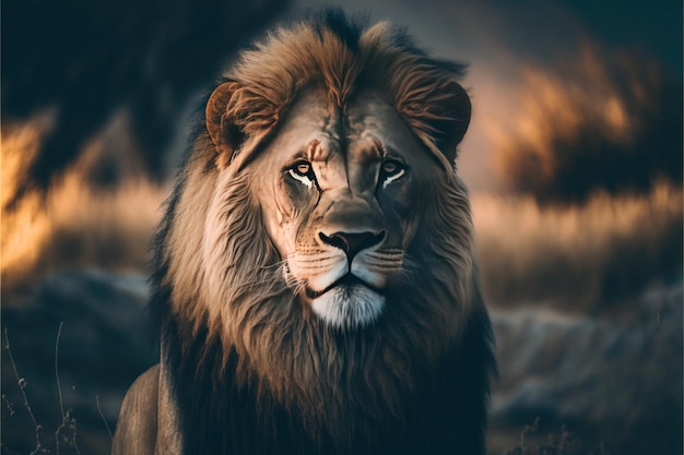 The King of the Jungle - A Close-up Portrait of a Lion