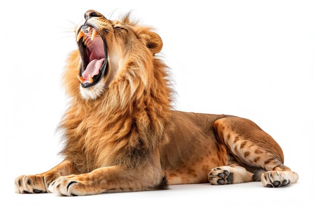 King of the jungle Roaring lion regal and isolated on white