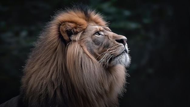 The King of the Jungle A Striking Image of a Majestic Lion Head Generative AI