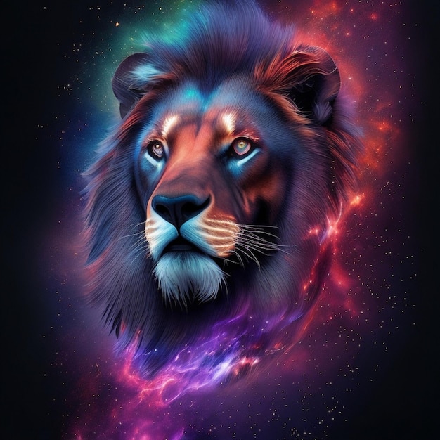 King Lion Nebulous Galaxy TShirt Art TShirt Design Shirt Print Splash Art