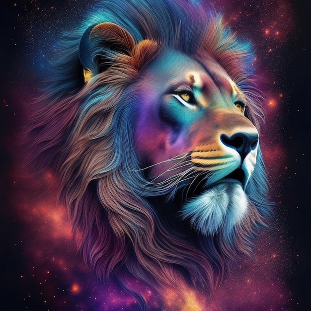 King Lion Nebulous Galaxy TShirt Art TShirt Design Shirt Print Splash Art