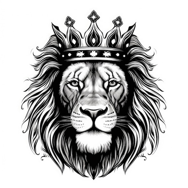 Photo king lion tattoo isolated on white background