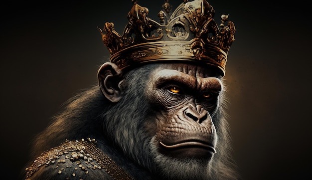 King monkey mascot cute royalty image ai generated art