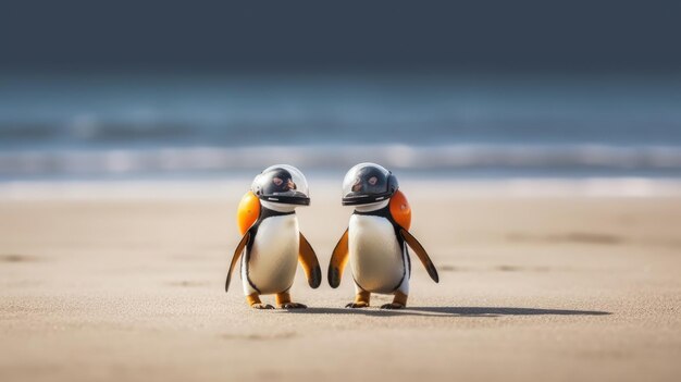 写真 浜辺のキングペンギン