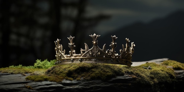 Фото Корона короля на скале, покрытой мхом в лесу