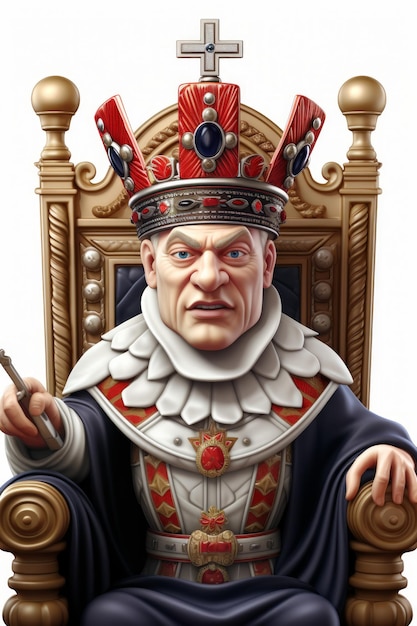 Photo king sitting on throne 3d illustration