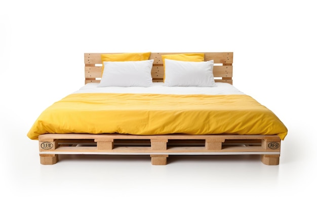 King size Pallet Bed Modern pallet bed for living room Isolated on white background