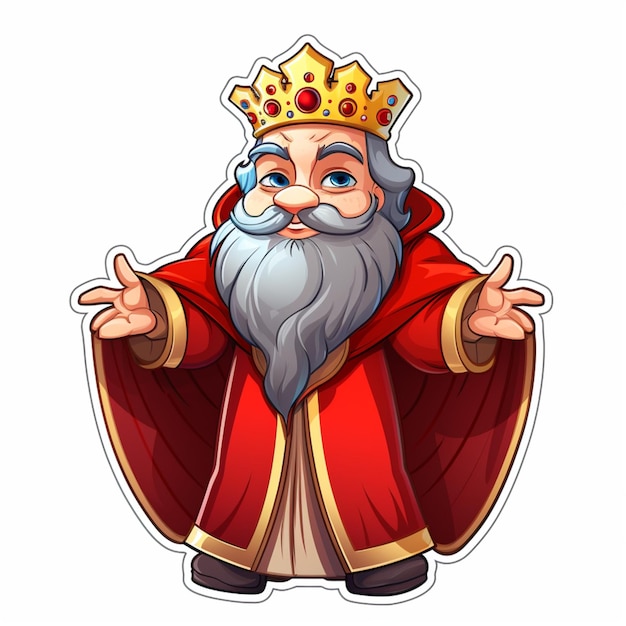 A king with red robe cartoon character sticker on white background