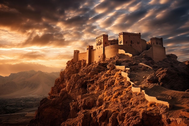 Foto regno d'arabia saudita una vecchia fortezza sotto il sole rovente