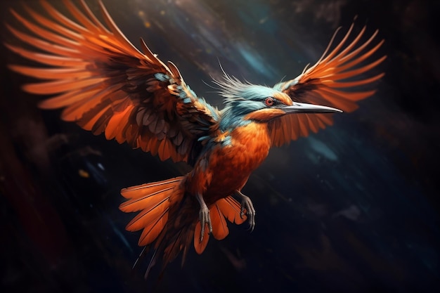 Kingfisher Bird in Flight Generative AI