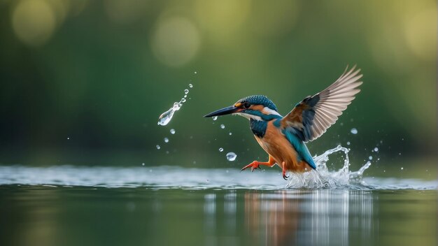 Kingfisher bird on the water to catch fish