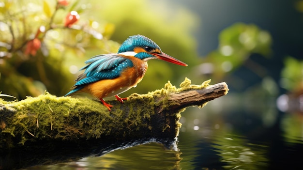 Kingfisher on the branch Generative AI