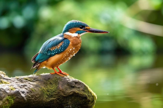 Kingfisher is relaxing on the rock