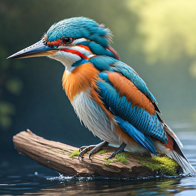 A kingfisher waiting for fish